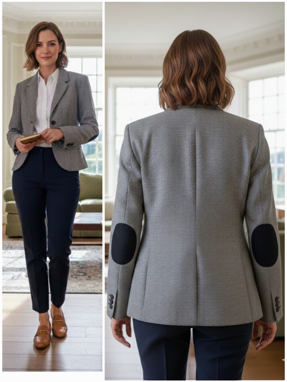 NWOT Daniel Hechter Wool Blend Blazer Size 16 Old Money Houndstooth Academia